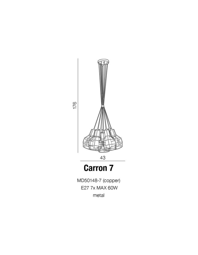Lampy wiszące - Azzardo CARRON 7 COPPER 7xE27 Wisząca Miedź AZ2142 - product kolory-swiatla.pl 3