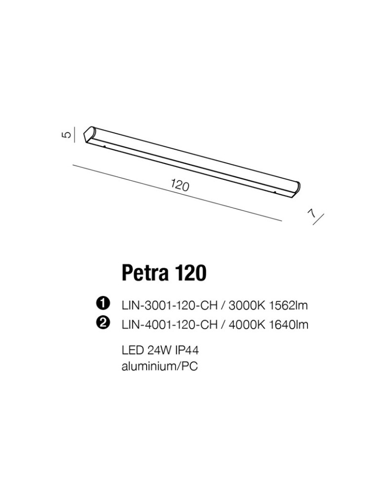 Azzardo PETRA 120 4000 CHROME 1xLED Ścienna Chrom IP44 AZ2471