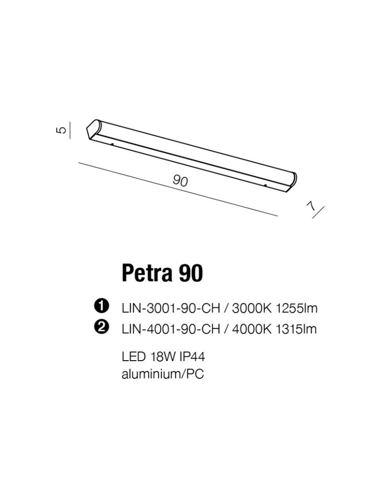 Kinkiety łazienkowe - Azzardo PETRA 60 4000 CHROME 1xLED Ścienna Chrom IP44 AZ2473 - produkt kolory-swiatla.pl 4