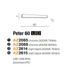 Kinkiety łazienkowe - Azzardo PETER 60 3000 CHROME 1xLED Ścienna Chrom IP44 AZ2085 - produkt 3