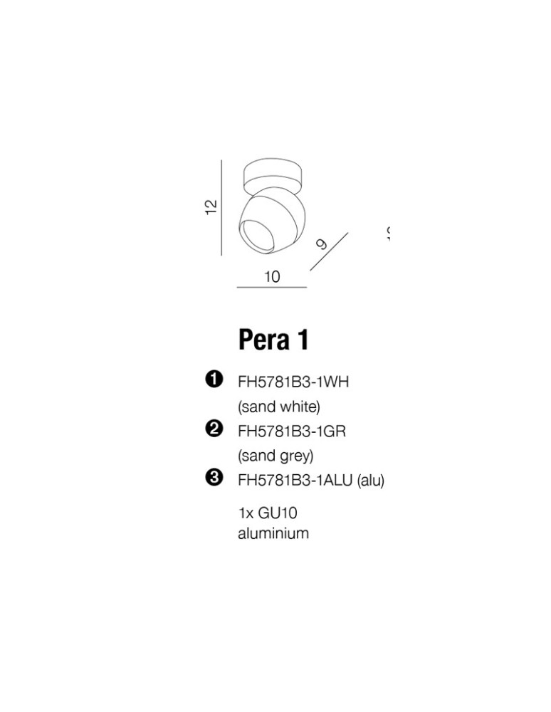 Lampy sufitowe reflektory - Azzardo PERA 1 SAND WHITE 1xGU10 Reflektor Sufitowy Biały Struktura AZ1244 - product kolory-swiatla.pl 3