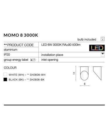 Azzardo MOMO 8 BLACK 1xLED Natynkowa Czarny AZ2279 - produkt 2