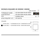 Plafony kwadratowe - Azzardo MONZA S 40 3000K WH 1xLED Sufitowa Biały AZ2273 - produkt 3
