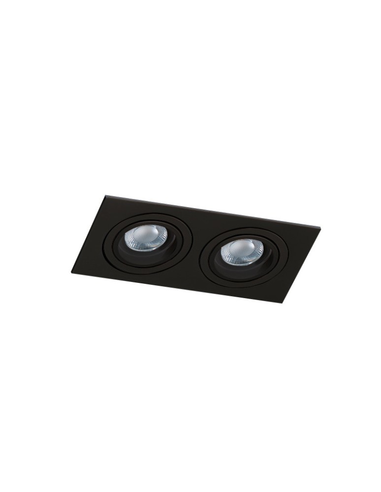 Lampy podtynkowe kwadratowe - Azzardo CARO 2 SQUARE BLACK 2xGU10 Wpuszczana Czarny AZ2437 - produkt kolory-swiatla.pl 1