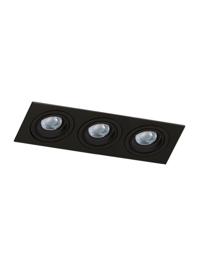 Lampy podtynkowe kwadratowe - Azzardo CARO 3 SQUARE BLACK 3xGU10 Wpuszczana Czarny AZ2440 - produkt kolory-swiatla.pl 1