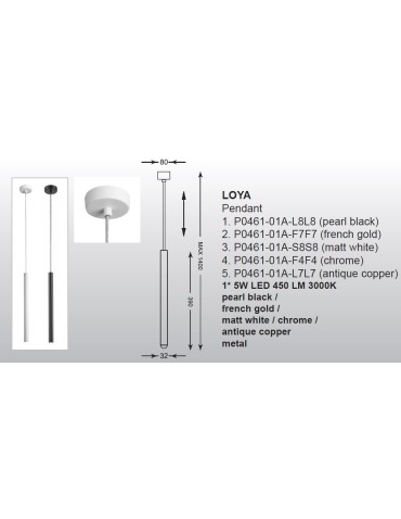Zuma Line LOYA Wisząca Biały LED 1x5W P0461-01A-S8S8 - produkt 2