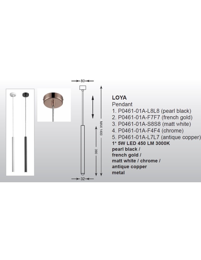 Lampy wiszące pojedyncze - Zuma Line LOYA Wisząca Miedziany LED 1x5W P0461-01A-L7L7 - produkt kolory-swiatla.pl 4