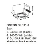 Lampy podtynkowe kwadratowe - Zuma Line ONEON DL 111-1 Czarny 1xGU10/AR111 94363-BK - product 2