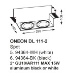 Lampy podtynkowe kwadratowe - Zuma Line ONEON DL 111-2 Biały 2xGU10/AR111 94364-WH - product 2