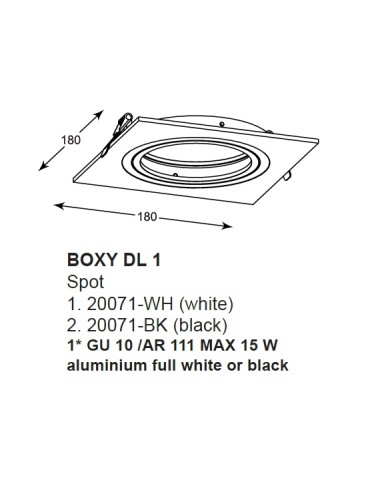 Zuma Line BOXY DL 1 Czarny 1xGU10/AR111 Wpust 20071-BK - produkt 2