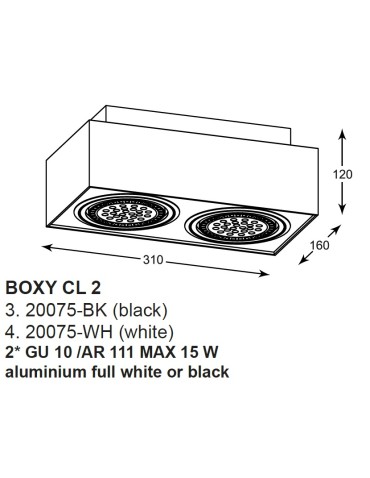 Zuma Line BOXY CL 2 Czarny 2xGU10/AR111 Sufitowa 20075-BK - product 2