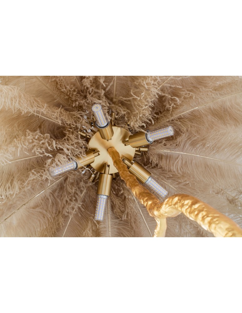 King Home Lampa podłogowa TIFFANY 175 beżowa mosiądz / naturalne pióra (JL0019.BEIGE) King Home Lampa podłogowa TIFFANY 175 beżowa mosiądz / naturalne pióra (JL0019.BEIGE)