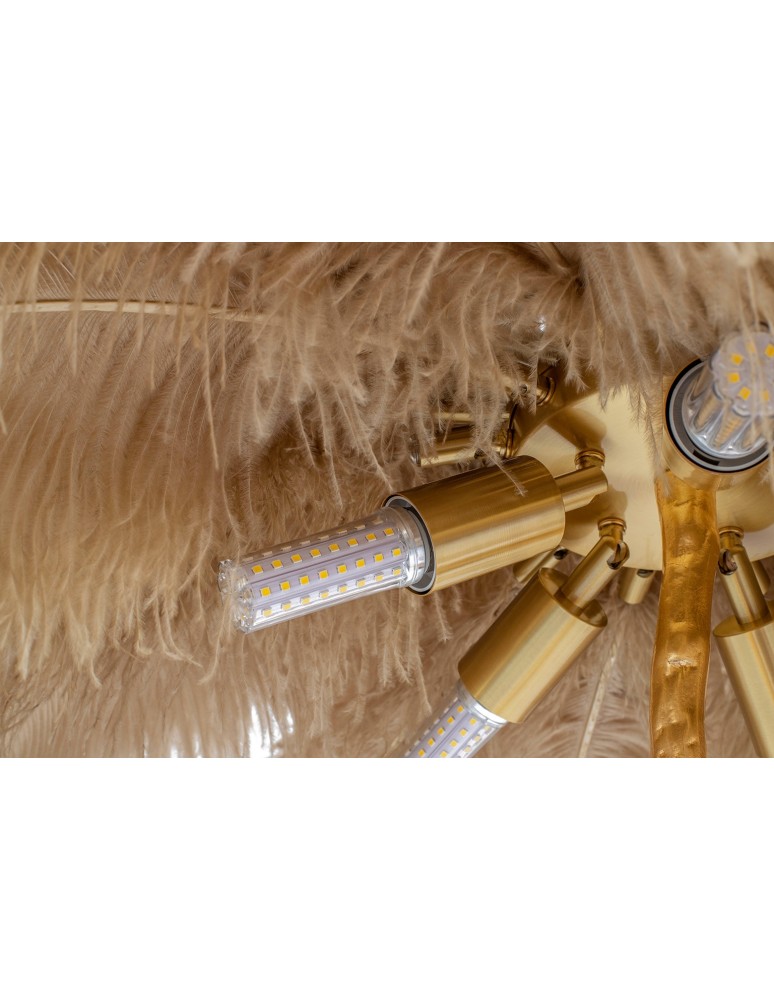 King Home Lampa podłogowa TIFFANY 175 beżowa mosiądz / naturalne pióra (JL0019.BEIGE) King Home Lampa podłogowa TIFFANY 175 beżowa mosiądz / naturalne pióra (JL0019.BEIGE)