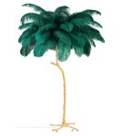King Home Lampa podłogowa TIFFANY 175 zielona mosiądz / naturalne pióra (JL0019.GREEN) King Home Lampa podłogowa TIFFANY 175 zielona mosiądz / naturalne pióra (JL0019.GREEN)