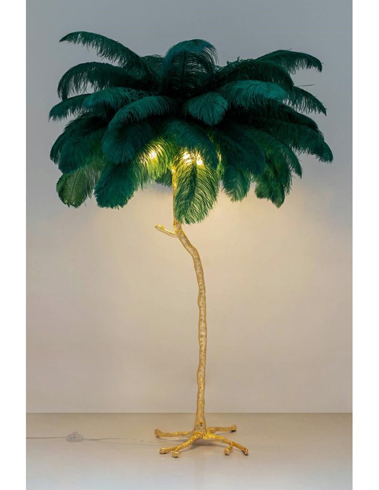 King Home Lampa podłogowa TIFFANY 175 zielona mosiądz / naturalne pióra (JL0019.GREEN) King Home Lampa podłogowa TIFFANY 175 zielona mosiądz / naturalne pióra (JL0019.GREEN)