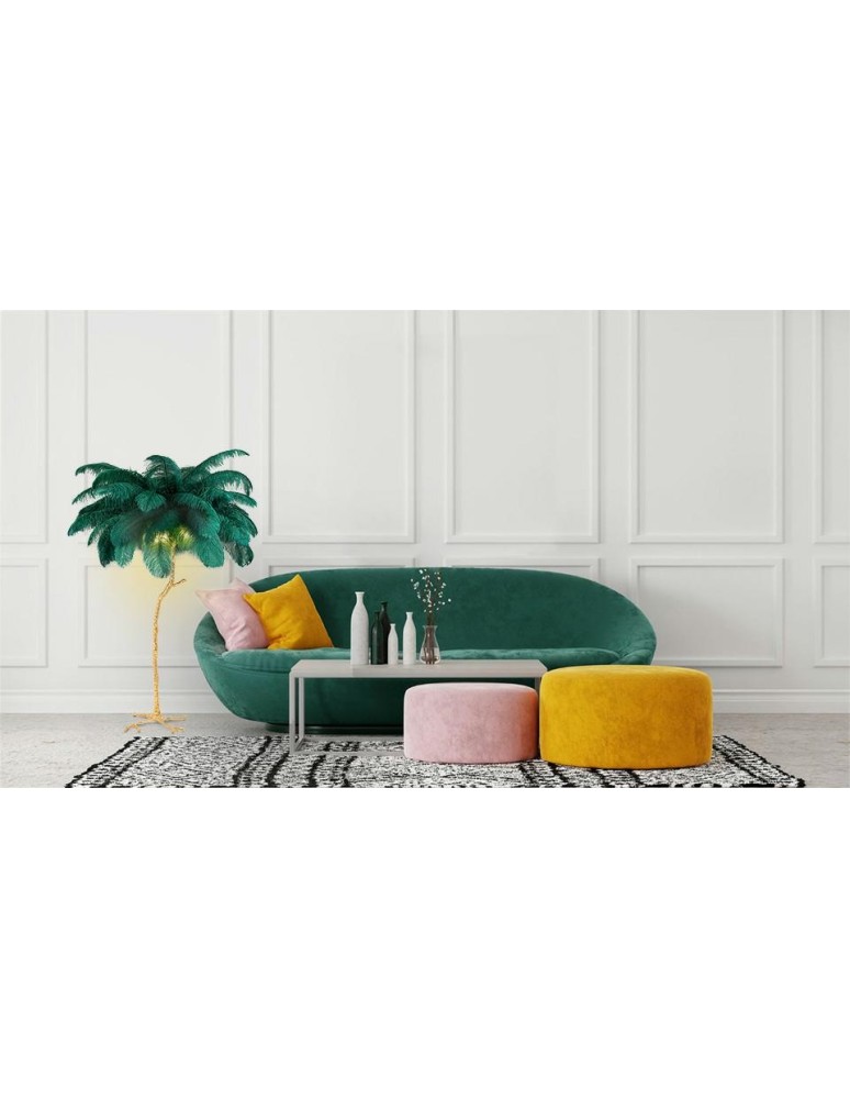 King Home Lampa podłogowa TIFFANY 175 zielona mosiądz / naturalne pióra (JL0019.GREEN) King Home Lampa podłogowa TIFFANY 175 zielona mosiądz / naturalne pióra (JL0019.GREEN)