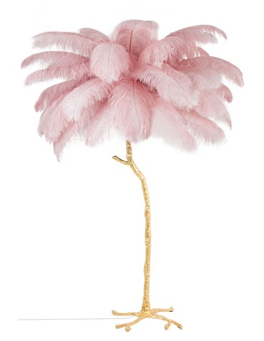 King Home Lampa podłogowa TIFFANY 175 różowa mosiądz / naturalne pióra (JL0019.PINK)