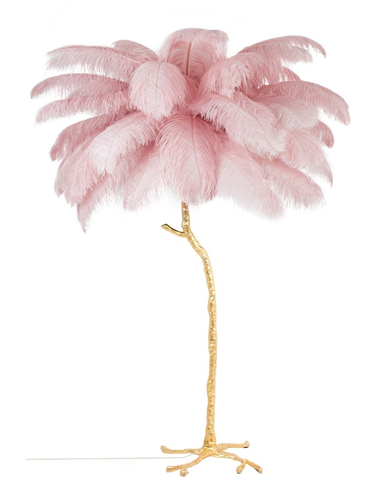 King Home Lampa podłogowa TIFFANY 175 różowa mosiądz / naturalne pióra (JL0019.PINK)