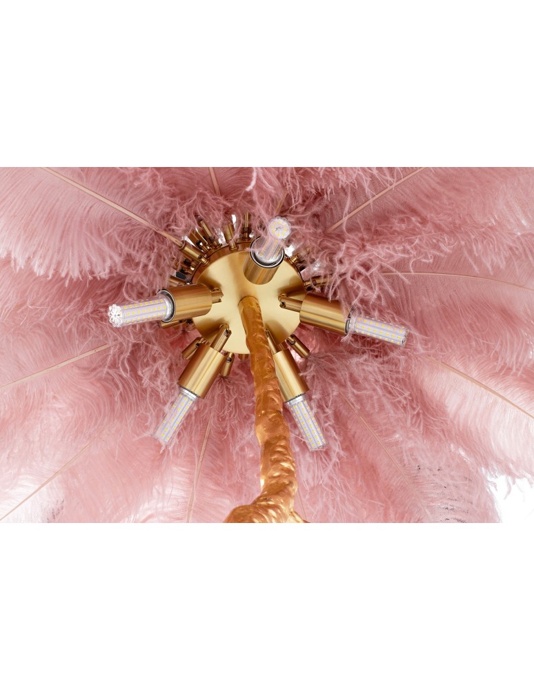 King Home Lampa podłogowa TIFFANY 175 różowa mosiądz / naturalne pióra (JL0019.PINK) King Home Lampa podłogowa TIFFANY 175 różowa mosiądz / naturalne pióra (JL0019.PINK)