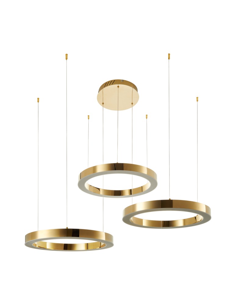 Step into Design Lampa wisząca CIRCLE 60+60+60 LED złoty połysk na 1 podsufitce Step into Design Lampa wisząca CIRCLE 60+60+60 LED złoty połysk na 1 podsufitce