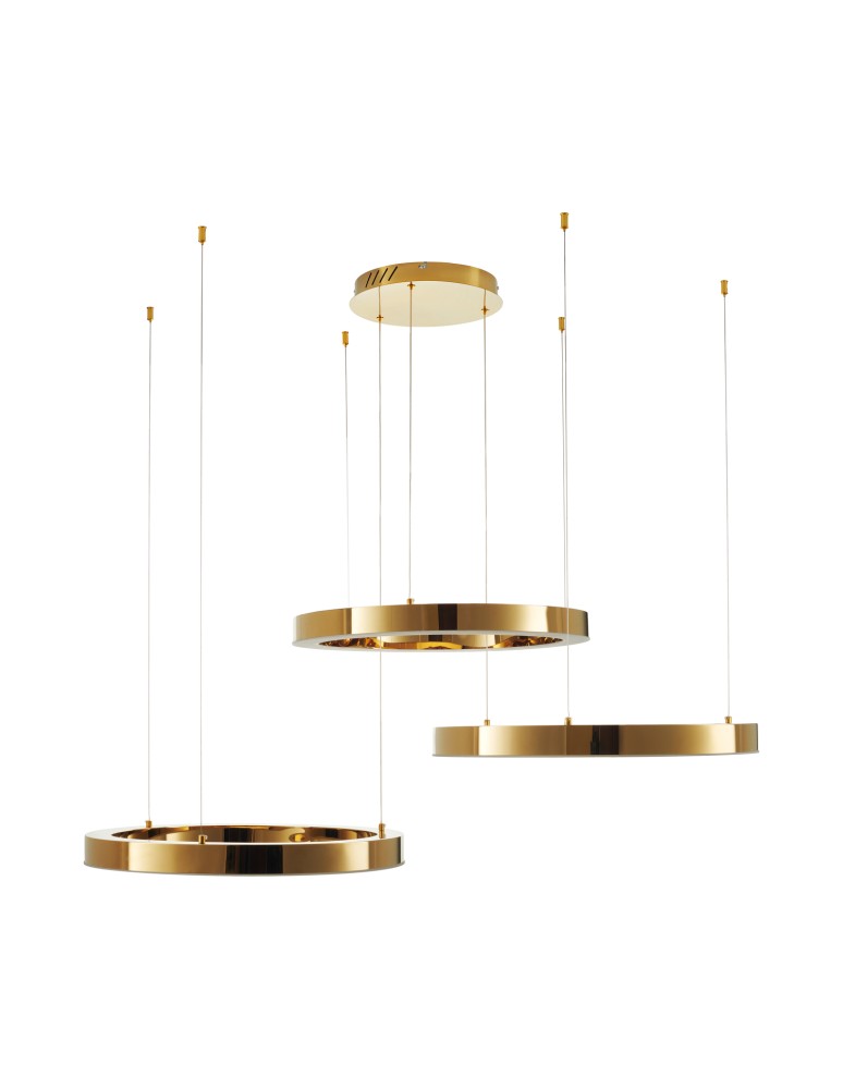 Step into Design Lampa wisząca CIRCLE 60+60+60 LED złoty połysk na 1 podsufitce Step into Design Lampa wisząca CIRCLE 60+60+60 LED złoty połysk na 1 podsufitce
