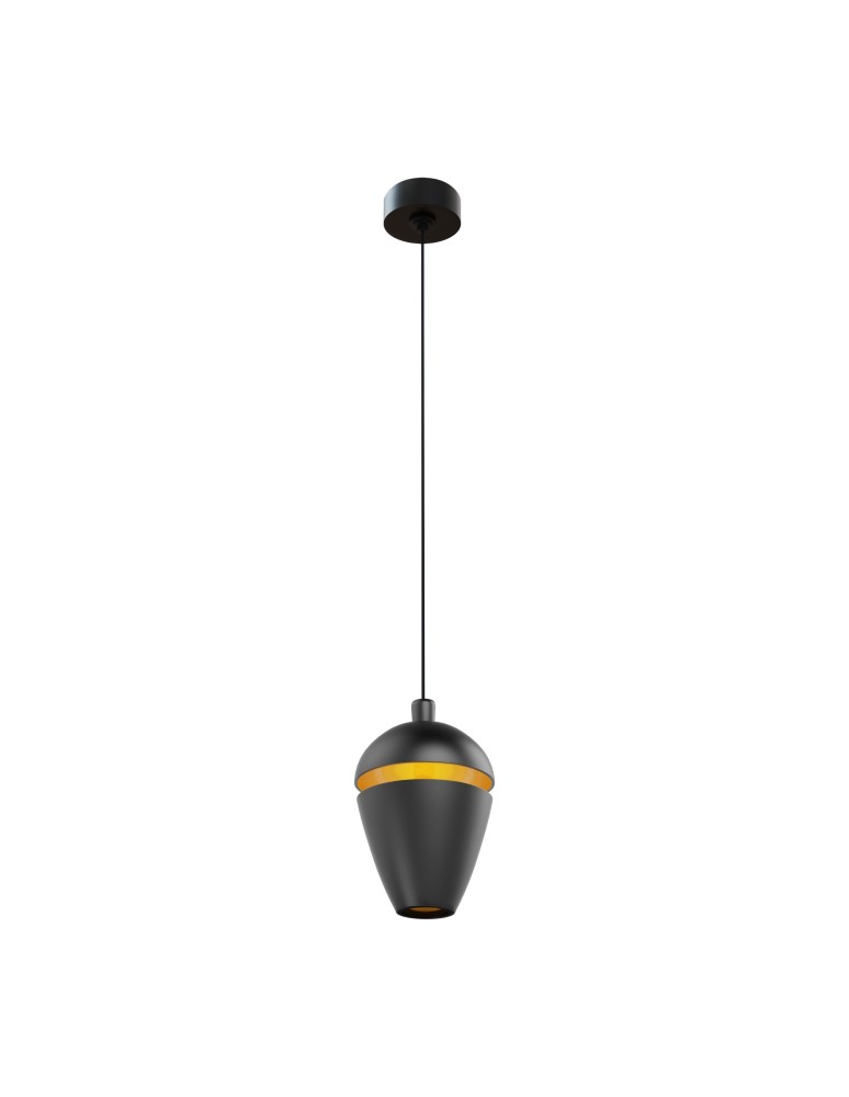 Lampy wiszące małe - Maxlight Cometshine LED 8W 480lm 3000K Lampa Wisząca Czarny/Złoty P0471 - produkt kolory-swiatla.pl 1