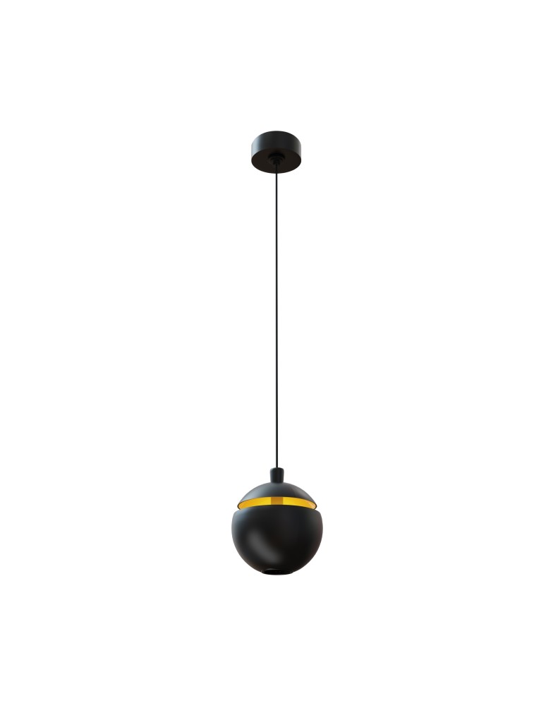 Lampy wiszące małe - Maxlight Cometshine LED 8W 480lm 3000K Lampa Wisząca Czarny/Złoty P0472 - produkt kolory-swiatla.pl 1