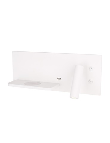 Maxlight Kinkiet Superior z Gniazdem USB i Ładowarką Indukcyjną Biały W0291L