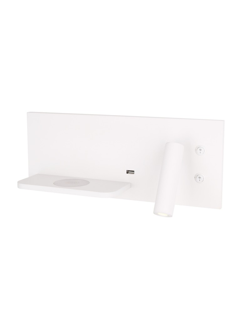 Kinkiety do czytania - Maxlight Kinkiet Superior z Gniazdem USB i Ładowarką Indukcyjną Biały W0291L - produkt kolory-swiatla.pl 1
