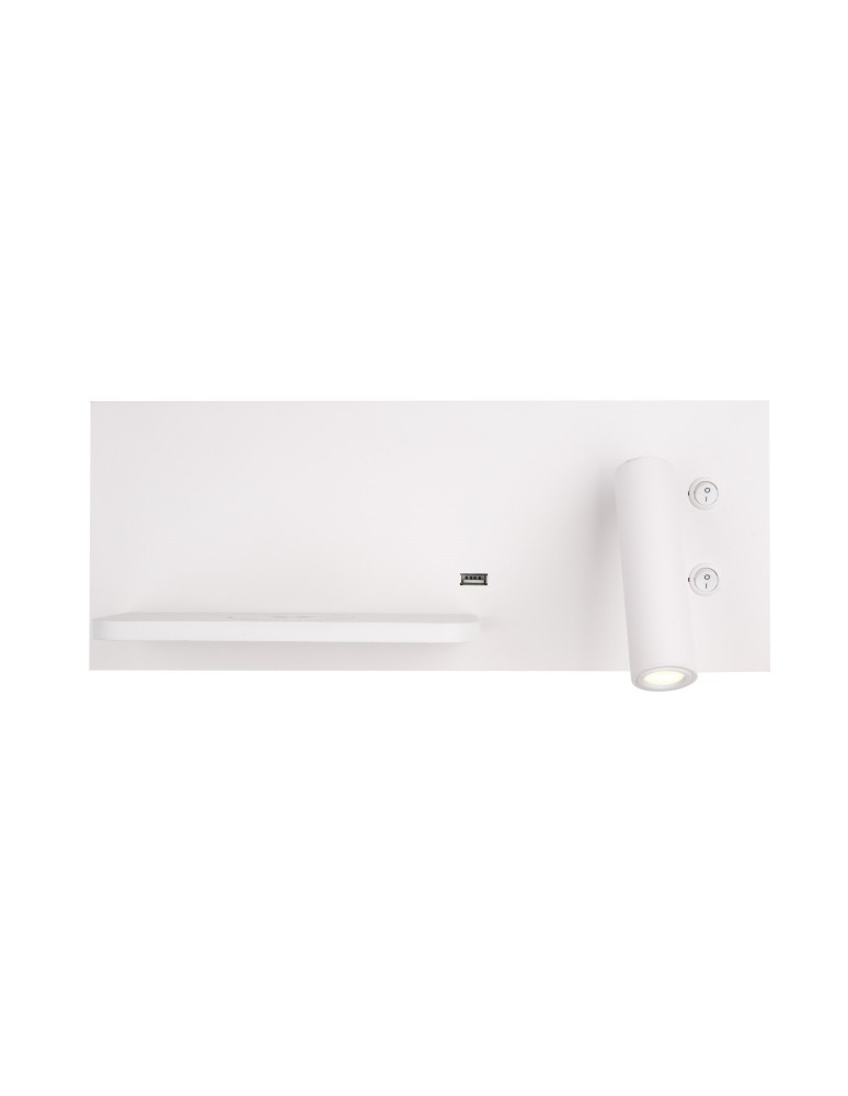 Maxlight Kinkiet Superior z Gniazdem USB i Ładowarką Indukcyjną Biały W0291L