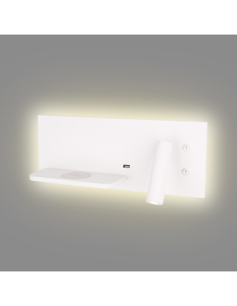 Maxlight Kinkiet Superior z Gniazdem USB i Ładowarką Indukcyjną Biały W0291L