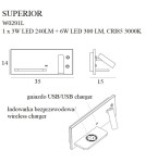 Kinkiety do czytania - Maxlight Kinkiet Superior z Gniazdem USB i Ładowarką Indukcyjną Biały W0291L - product 10
