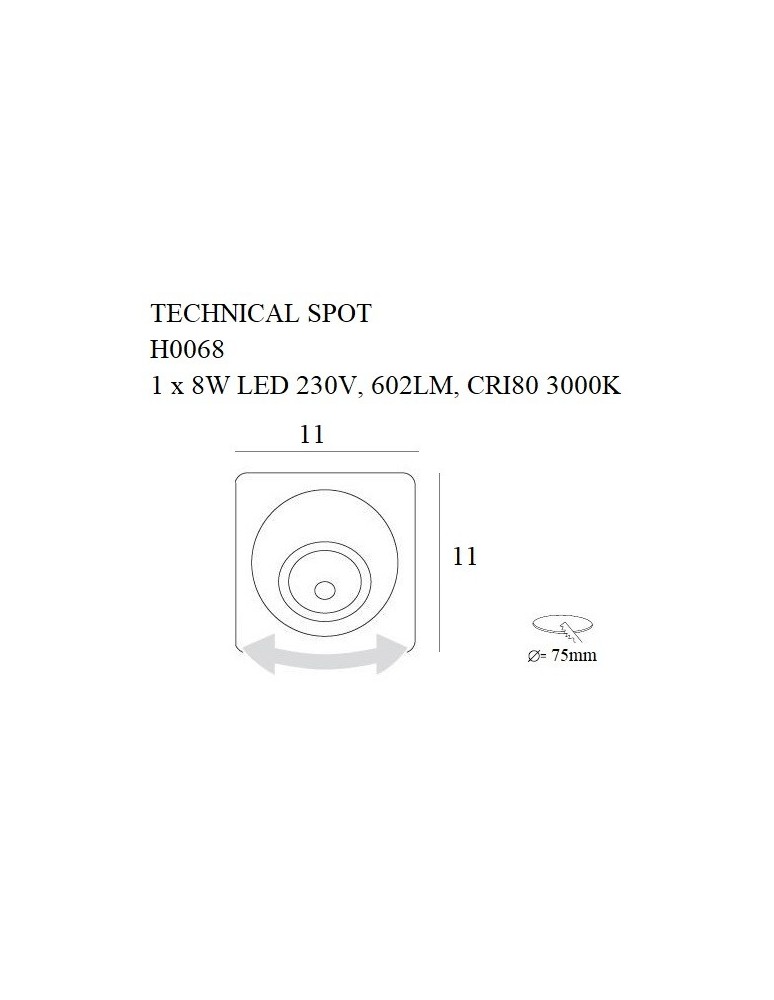Lampy podtynkowe LED - Maxlight Oprawa Wpustowa Technical Spot 8W H0068 - product kolory-swiatla.pl 3