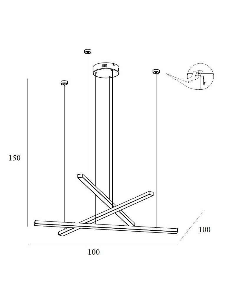 Maxlight Lampa Wisząca Trio 3 Złoto Szczotkowane P0474D