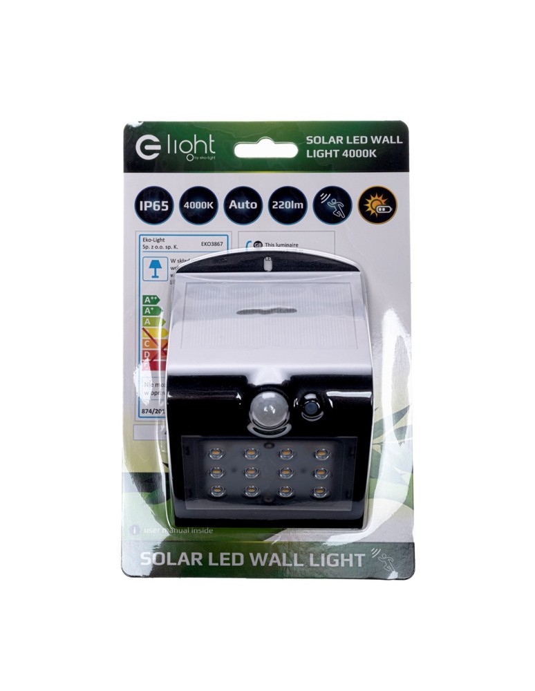 Eko-Light Lampka Solarna Butterfly Czarna 1,5W EKO3867 Eko-Light Lampka Solarna Butterfly Czarna 1,5W EKO3867