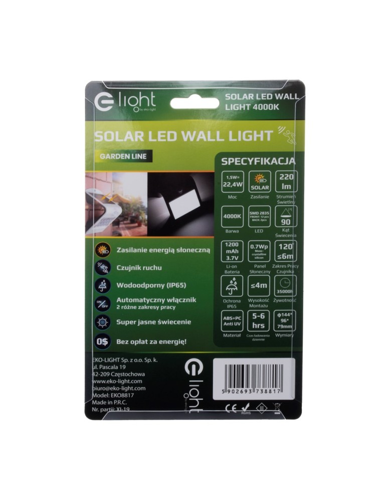 Eko-Light Lampka Solarna Butterfly Biała 1,5W EKO8817