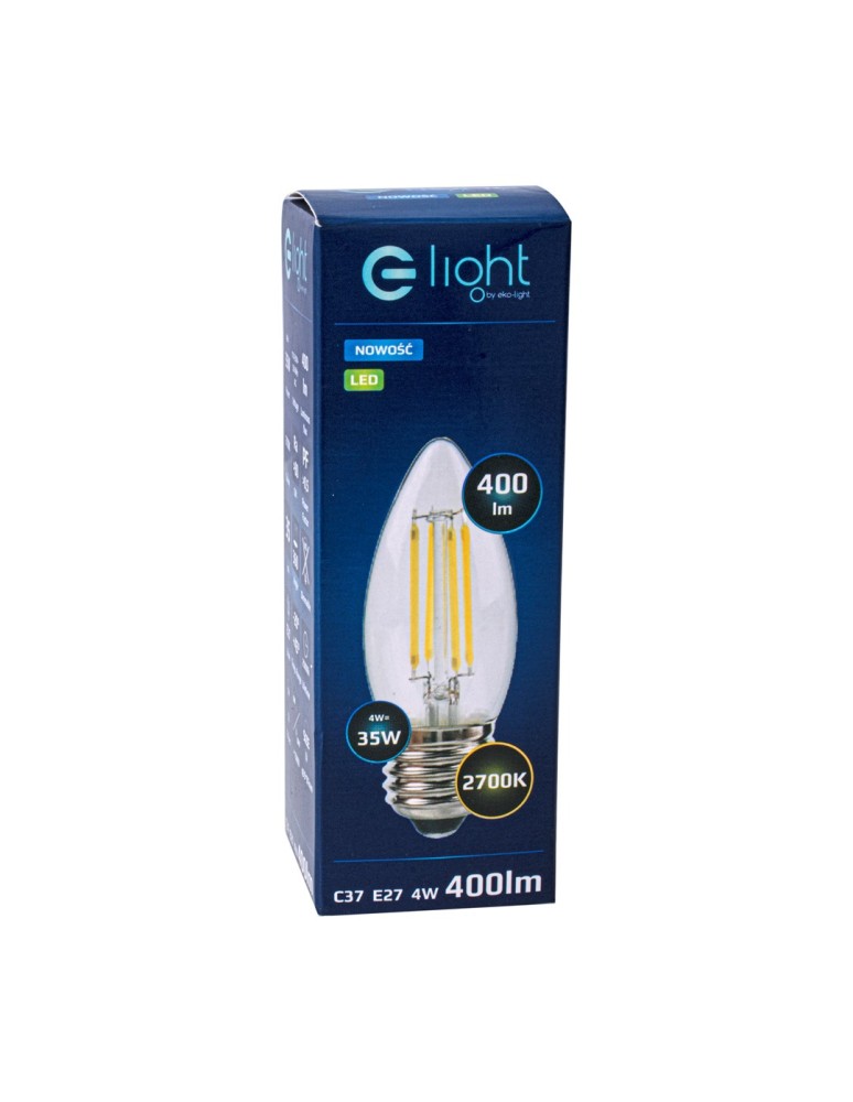 Eko-Light Żarówka Filamentowa LED 4W C37 E27 2700K EKZF003 Eko-Light Żarówka Filamentowa LED 4W C37 E27 2700K EKZF003