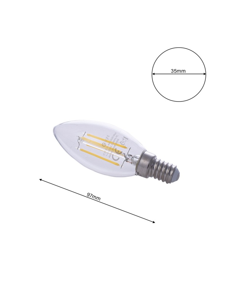 Eko-Light Żarówka Filamentowa LED 4W Świeczka E14 4000K EKZF0964