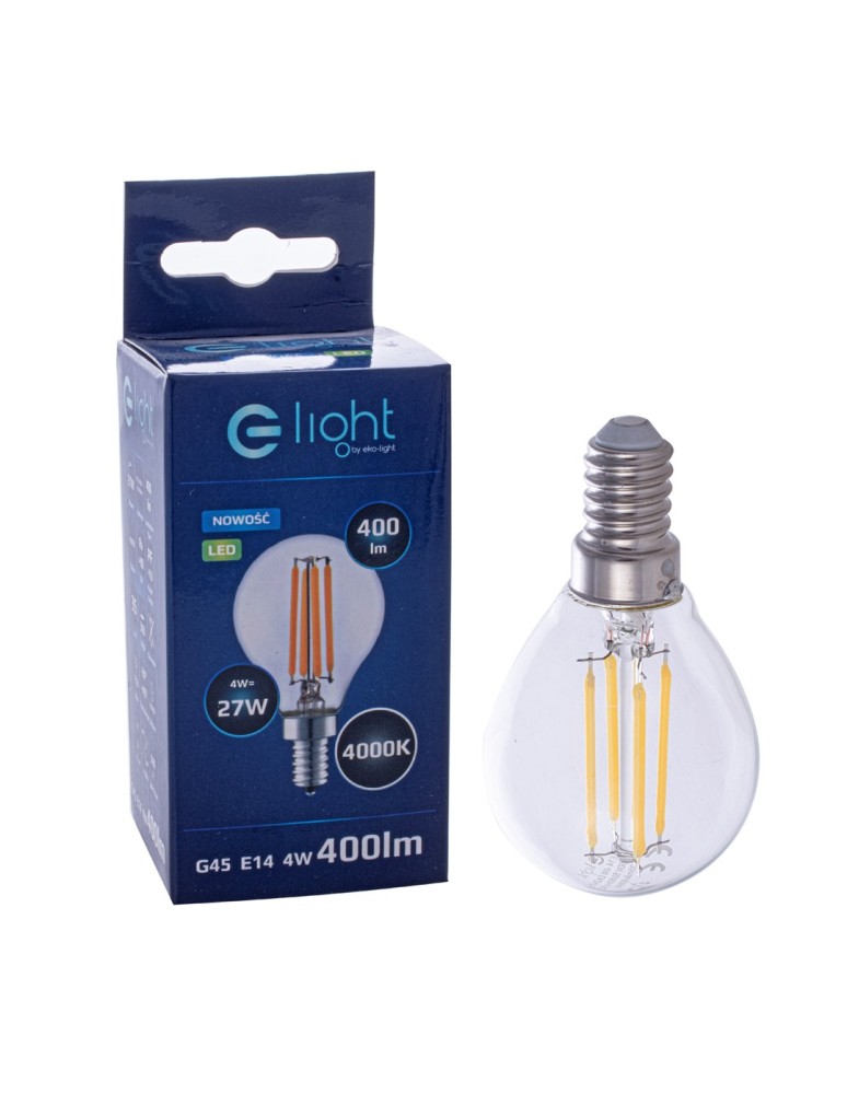 Eko-Light Żarówka Filamentowa LED 4W G45 E14 4000K EKZF380 Eko-Light Żarówka Filamentowa LED 4W G45 E14 4000K EKZF380