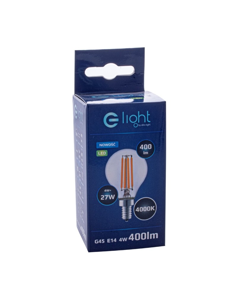 Eko-Light Żarówka Filamentowa LED 4W G45 E14 4000K EKZF380 Eko-Light Żarówka Filamentowa LED 4W G45 E14 4000K EKZF380