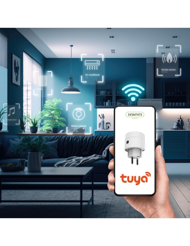 Eko-Light Wtyczka Wi-Fi Tuya Smart Pojedyńcza 10A IP20 EKSM7473