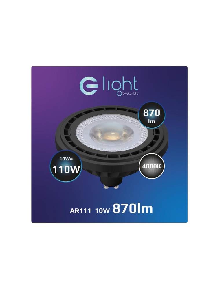 Eko-Light Żarówka LED 10W AR111 GU10 4000K/ Czarny AR8041 Eko-Light Żarówka LED 10W AR111 GU10 4000K/ Czarny AR8041