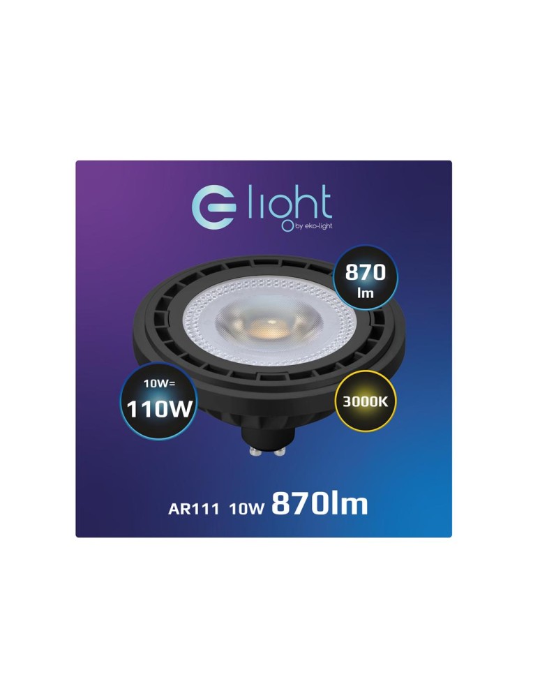 Eko-Light Żarówka LED 10W AR111 GU10 3000K/ Czarny AR8040 Eko-Light Żarówka LED 10W AR111 GU10 3000K/ Czarny AR8040