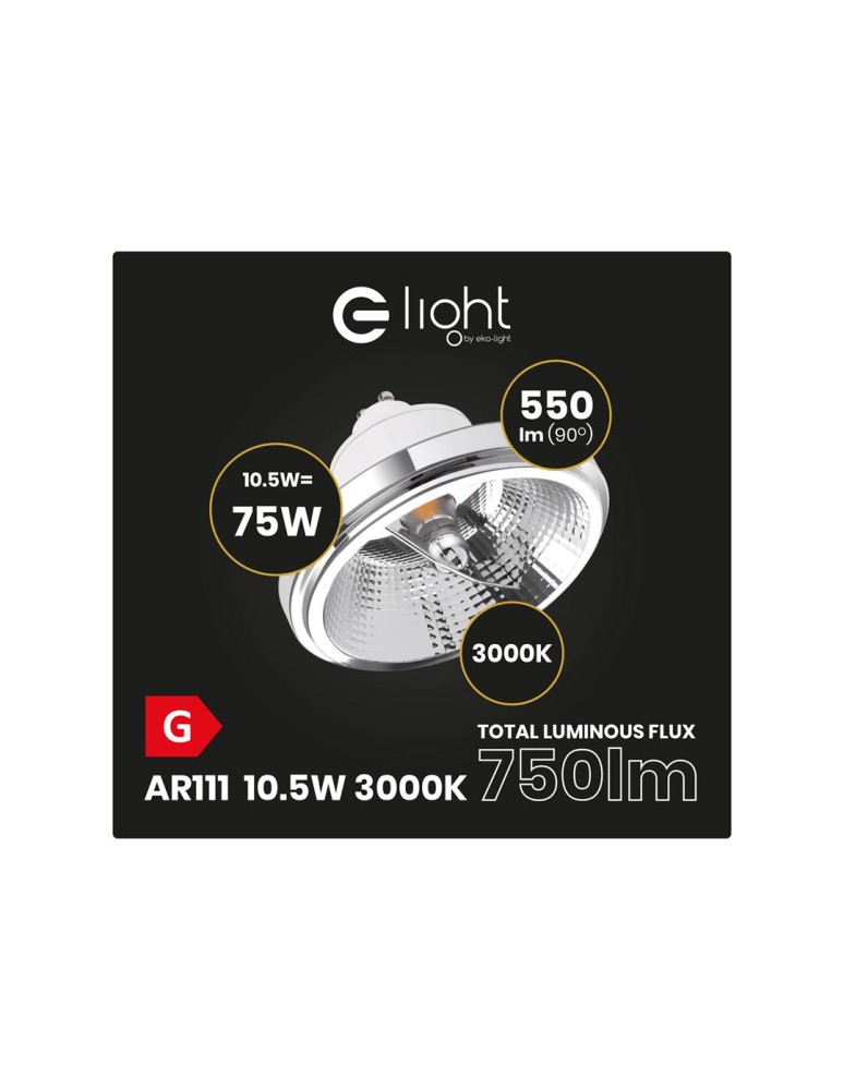 Eko-Light ŻARÓWKA AR111 - 10,5W GU10 3000K/ Biała z odbłyśnikiem AR8614 Eko-Light ŻARÓWKA AR111 - 10,5W GU10 3000K/ Biała z odbłyśnikiem AR8614