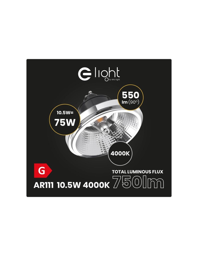 Eko-Light ŻARÓWKA AR111 - 10,5W GU10 4000K/ Czarny z odbłyśnikiem AR8617 Eko-Light ŻARÓWKA AR111 - 10,5W GU10 4000K/ Czarny z odbłyśnikiem AR8617