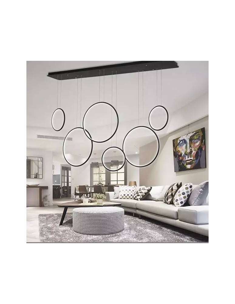 Altavola Design: Lampa wisząca Ledowe Okręgi no. 8 czarna 180 cm in 3k Altavola Design: Lampa wisząca Ledowe Okręgi no. 8 czarna 180 cm in 3k