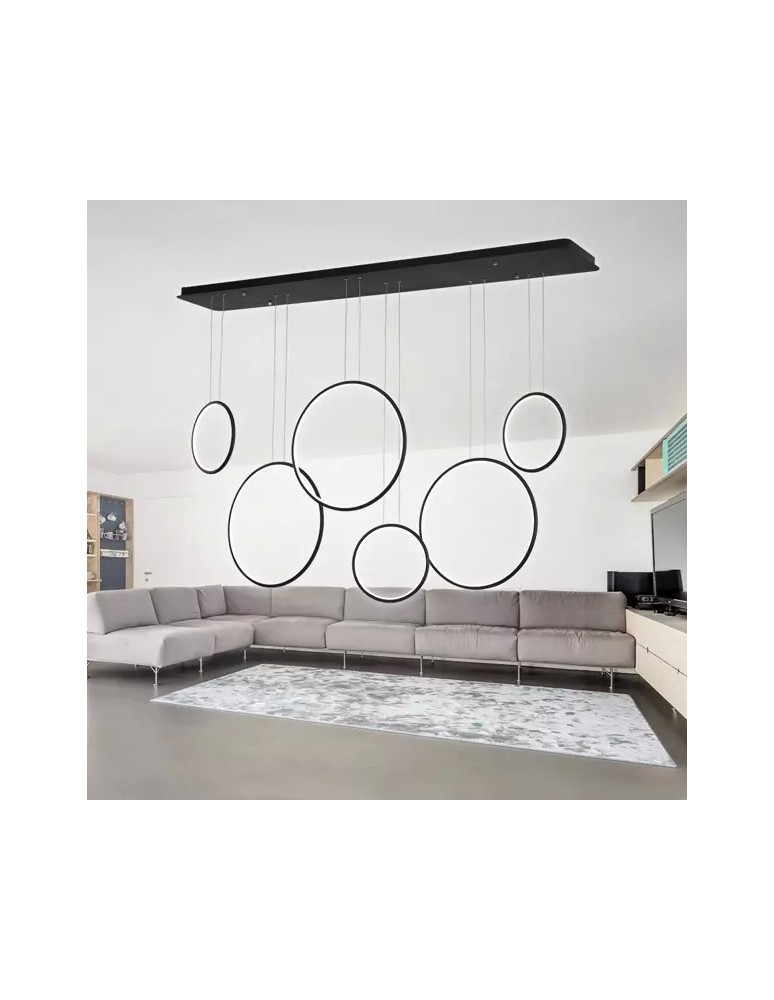 Altavola Design: Lampa wisząca Ledowe Okręgi no. 8 czarna 180 cm in 3k Altavola Design: Lampa wisząca Ledowe Okręgi no. 8 czarna 180 cm in 3k