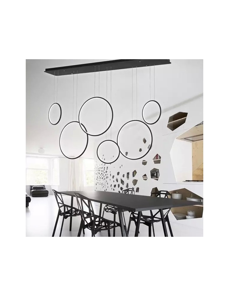 Altavola Design: Lampa wisząca Ledowe Okręgi no. 8 czarna 180 cm in 3k Altavola Design: Lampa wisząca Ledowe Okręgi no. 8 czarna 180 cm in 3k