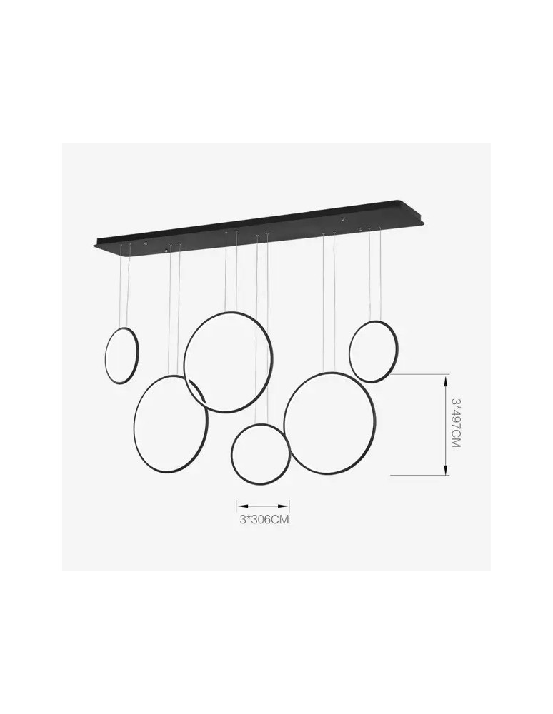 Altavola Design: Lampa wisząca Ledowe Okręgi no. 8 czarna 180 cm in 3k Altavola Design: Lampa wisząca Ledowe Okręgi no. 8 czarna 180 cm in 3k
