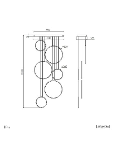 Altavola Design: Lampa wisząca Ledowe Okręgi No. 8 - 90 cm in 3k biała  - produkt 2